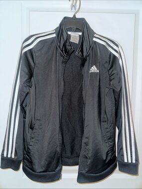 adidas Black Track Jacket with White 3-Stripes